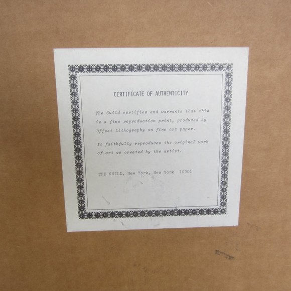 VTG 80'S PRINT WHITE GEESE FARMHOUSE CHIC, FRAMED, COA ON BACK - Picture 4 of 6